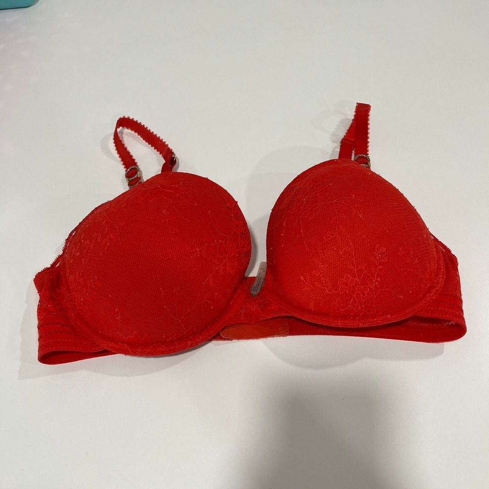 Stella McCartney Red Lace‎ Underwire Bra Sz 34DD